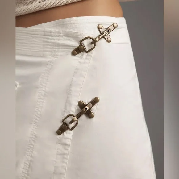 ANTHRO Utility Mini Skirt white 12 NWT - Picture 3 of 9